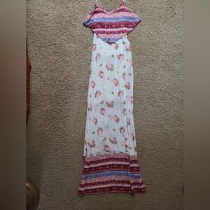 Mudd Multicolor Floral and Stripe Maxi Dress